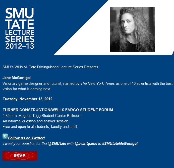 Jane McGonigal at SMU on 13 November 2012